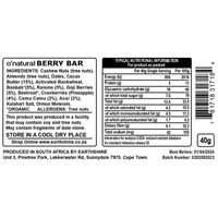 O'Natural Raw Chocolate Superfood Bar - Berry Bar